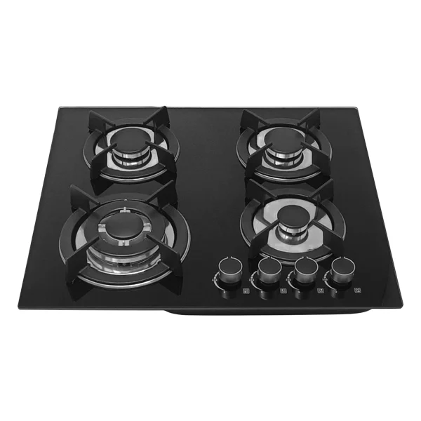 Hochwertiges 4-Brenner-Herdpaneel mit integriertem Gasherd, stilvolles LPG-Küchenkochfeld, 60 cm emaillierte Pfannenunterstützung, eingebautes Gaskochfeld