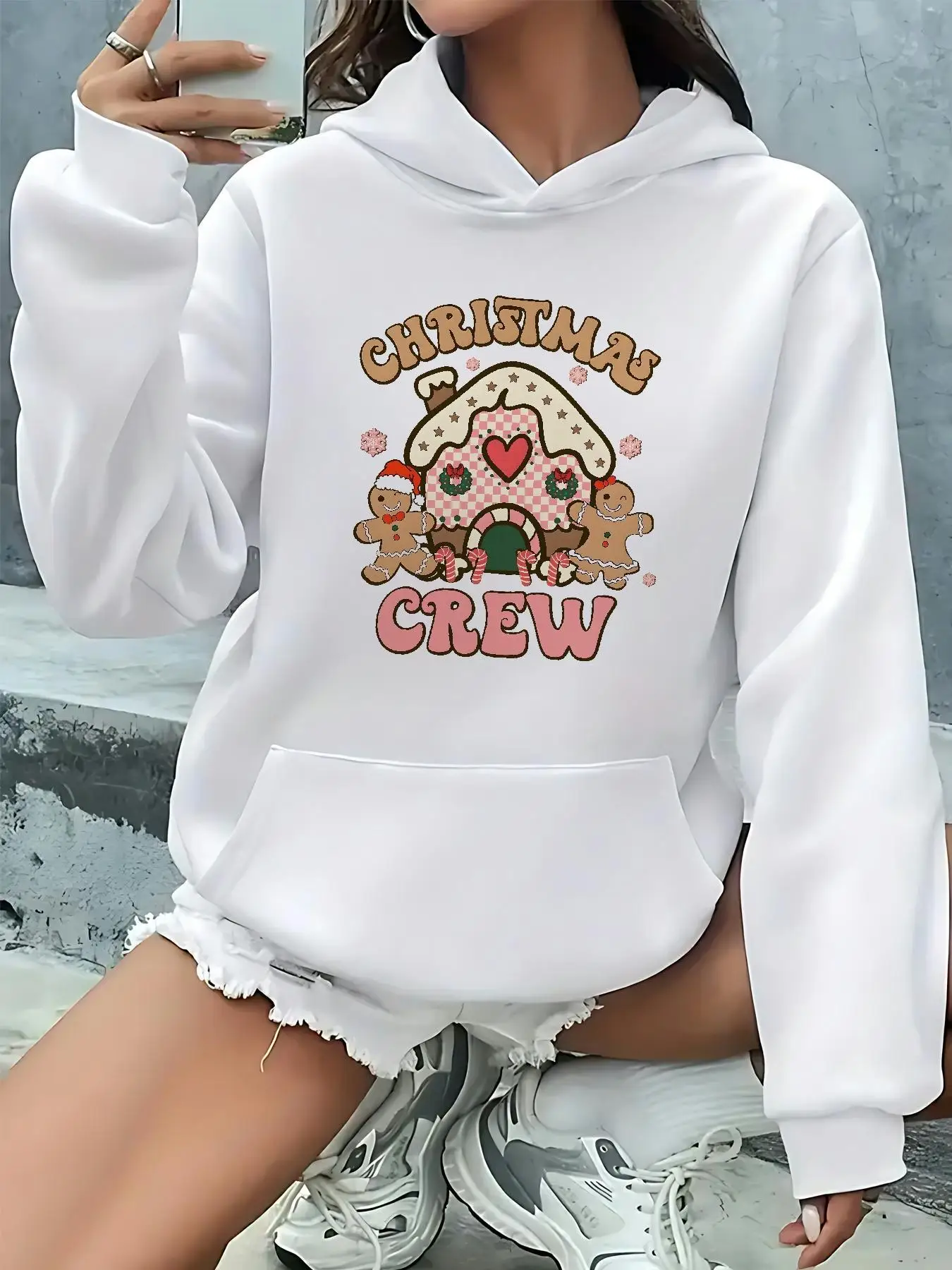 

[Qqdx] Christmas Theme Women's Hoodie Sweatshirt Casual Long Sleeve Pullover for Fall & Winter Casual Wear Hoodie