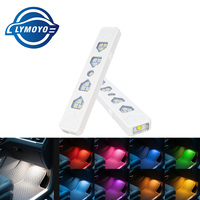 2 IN 1 USB Colorful LED Car Interior Ambient Foot Light With Remote / Voice Control Auto LED Atmosphere Decorative Flashing Lamp