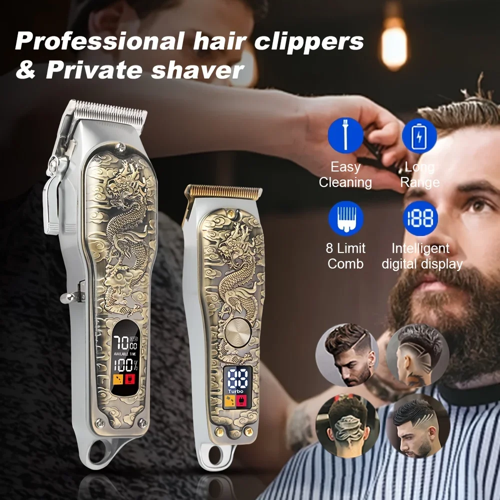 Haarschneidemaschine, Trimmer-Set, kabellose Herren-Haarschneidemaschine, professioneller Bartschneider, Friseurzubehör für Männer, Urlaub – Detail 1