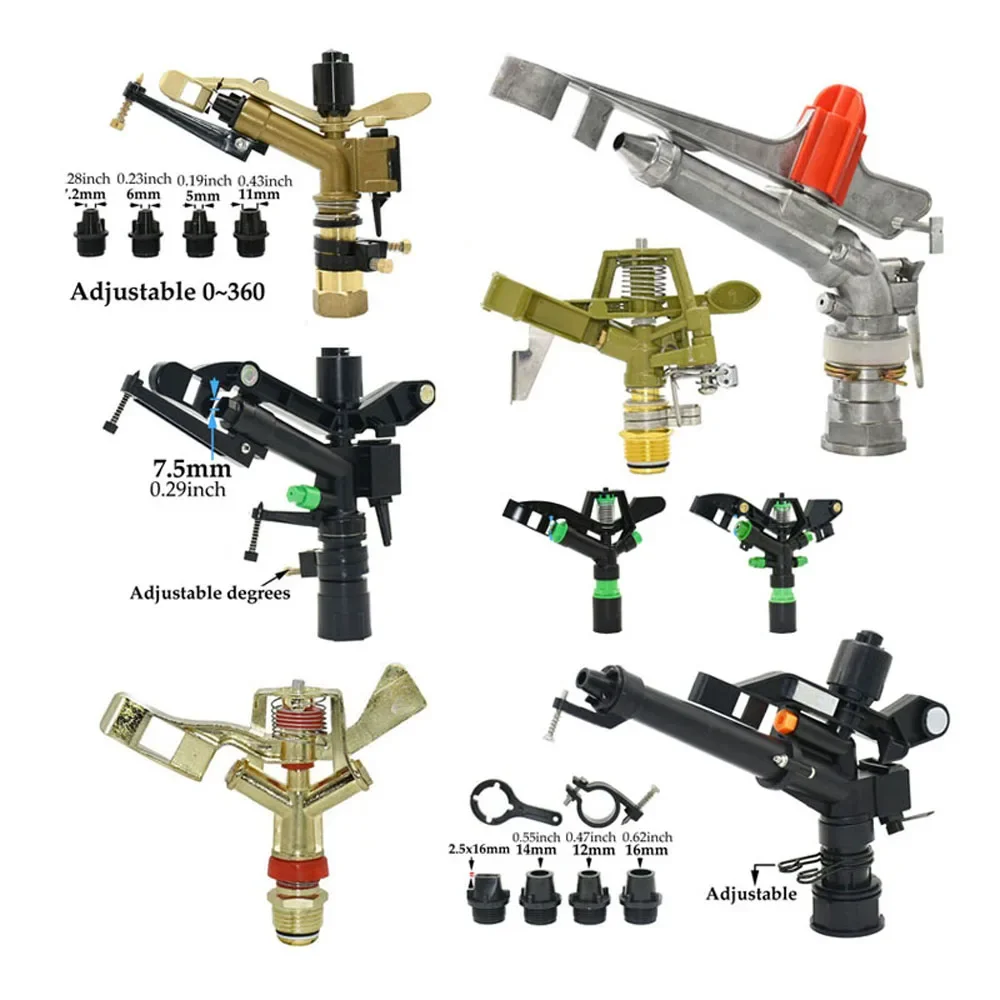 1/2 3/4 1 1.5 2inch Thread Big Covering Range Sprinklers Farm Garden Irrigation Watering Rain Gun Metal Lawn Sprinkler