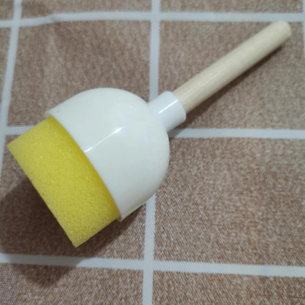 

6pcs Circular Sponge Brushes for Kids Durable Painting Tools Lightweight Round Art Supplies DIY Graffiti Drawing Set Yellow