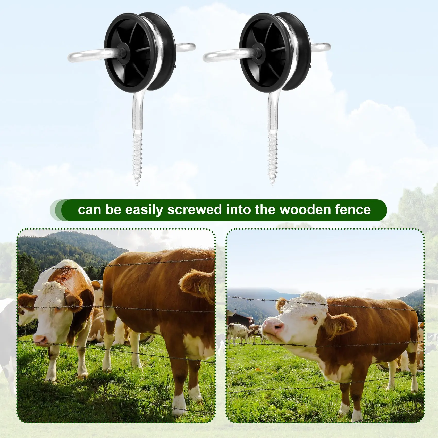 AB47-10Pcs Electric Fence Gate Handle Anchor Electric Fence Insulators Fence Wire Insulators For Electric Fence Wood Post
