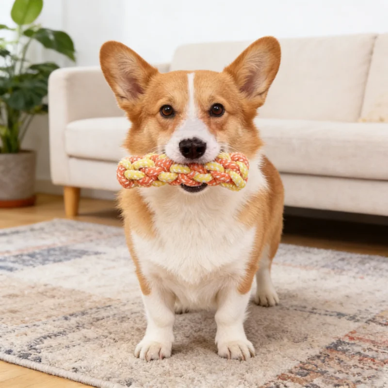 Interactive Cotton Rope Dog Toy Ball - Chew Teething Puppy Toy Mini Pet Toothbrush for Small Medium Large Dogs Pet Accessories view 6