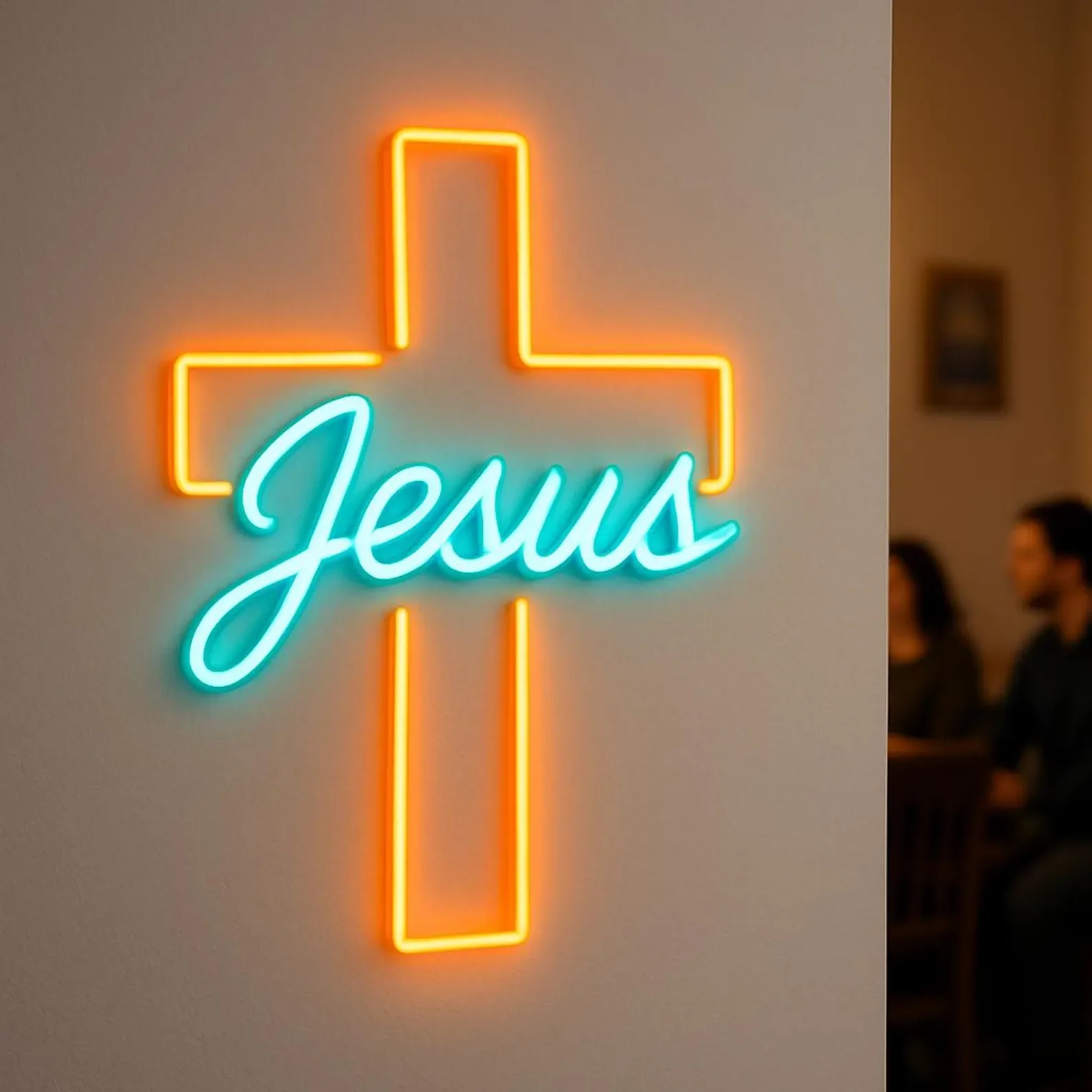 Jesus Neon Sign,Cross with the inscription 