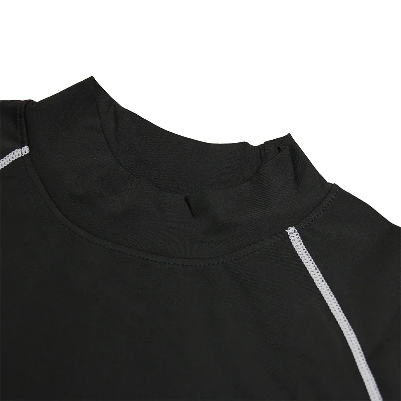 Camicie a compressione con collo finto con stampa ragno per uomo Allenamento in palestra Fitness Baselayer Canottiera Atletica Top a maniche lunghe ad asciugatura rapida