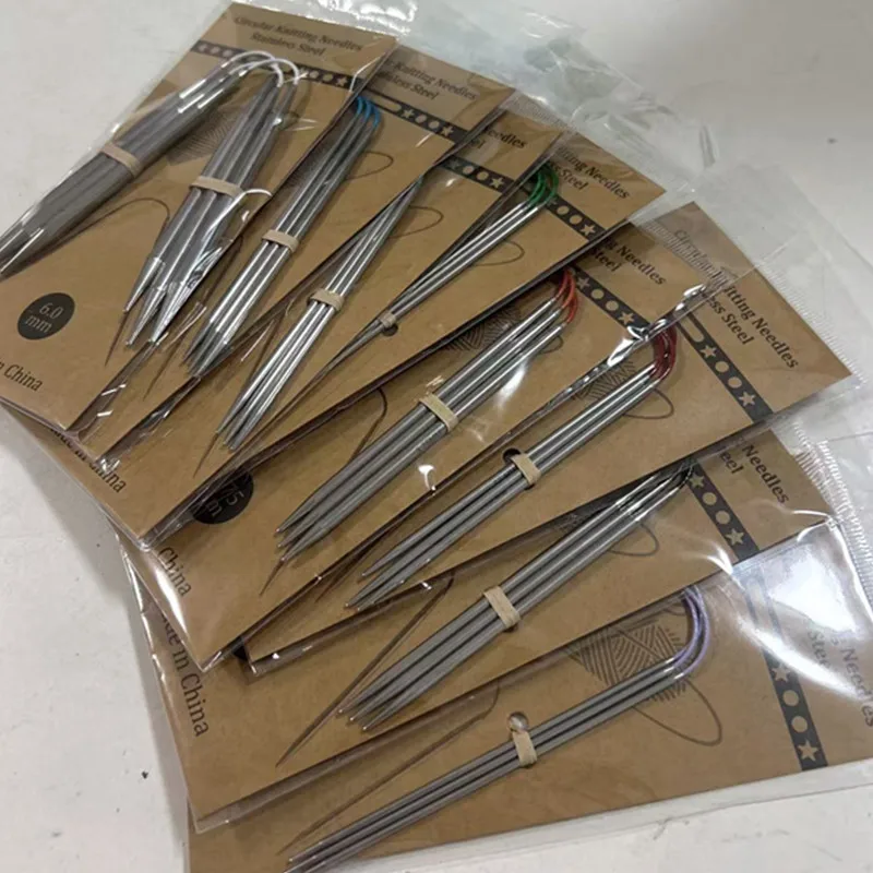 3-teiliges Set 23cm Kurze Rundstricknadeln aus Edelstahl Hohlstricknadeln für DIY Wollhandwerk