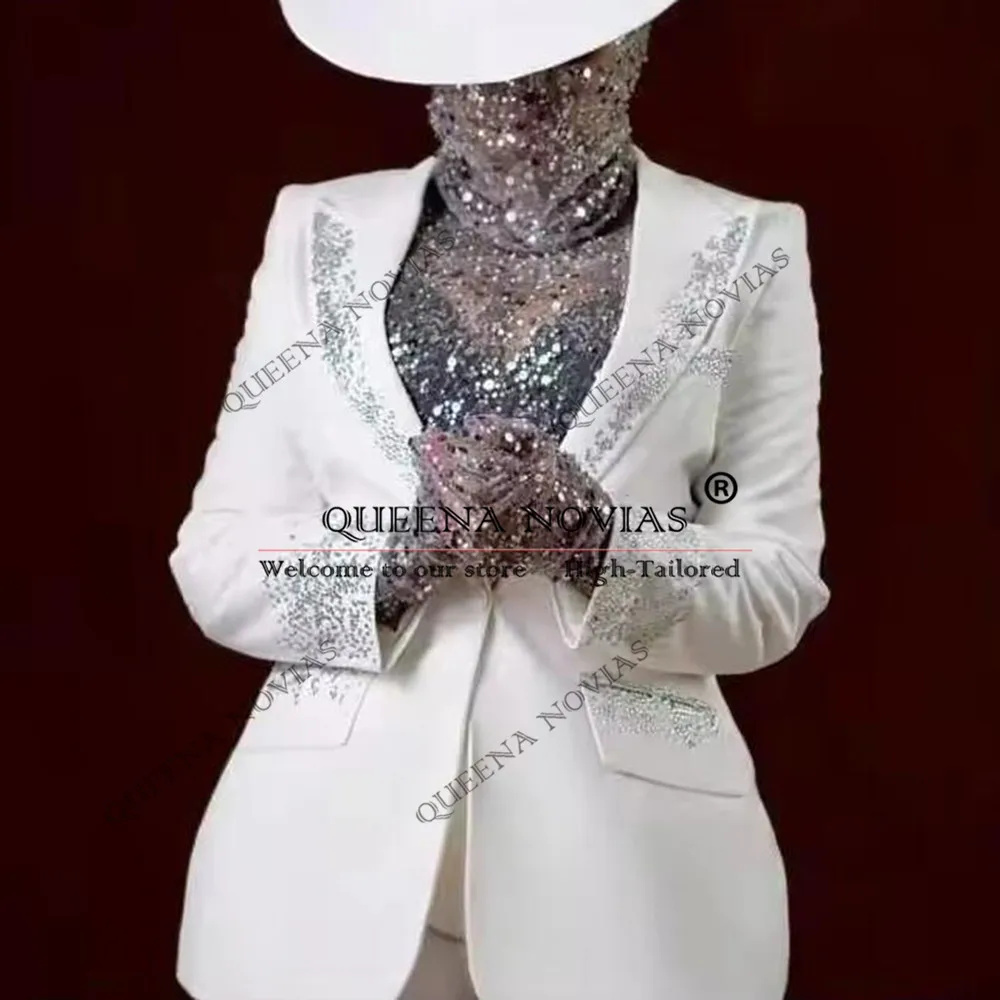 グリッターシークイン付き花嫁の母ドレス、カスタムメイドのワンボタンポケット付きパーティガウン、プラスサイズセレブ女性用スーツ2ピース
