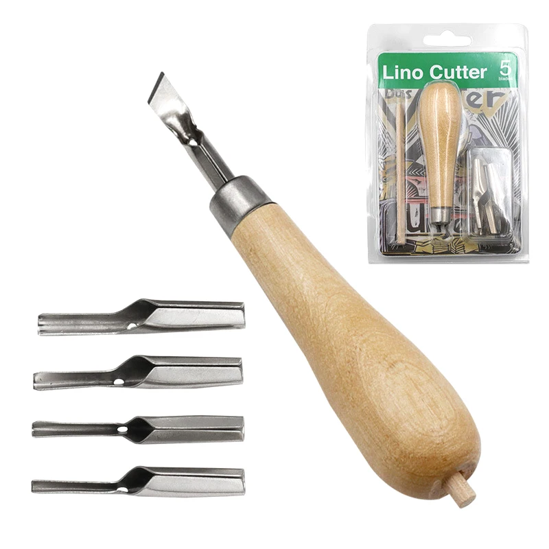 Gravure Carving Tools Set Met 5 Blade Diy Lino Blok Snijstempel Carving Tool Accessoires Kunst Sculptuur Benodigdheden