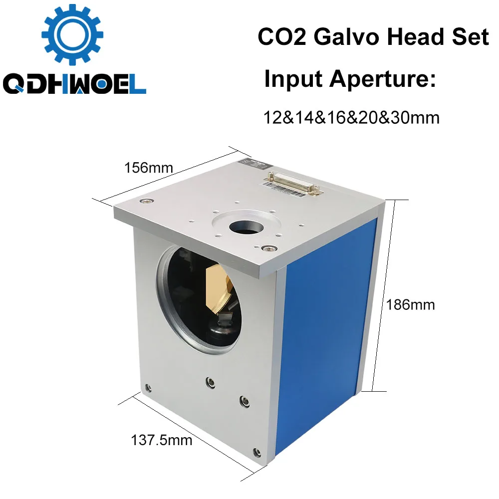 QDHWOEL  CO2 Laser Scanning Galvo Head 10.6um Input Aperture 12mm 14mm 16mm 20mm 30mm Galvanometer Scanner with Power Supply