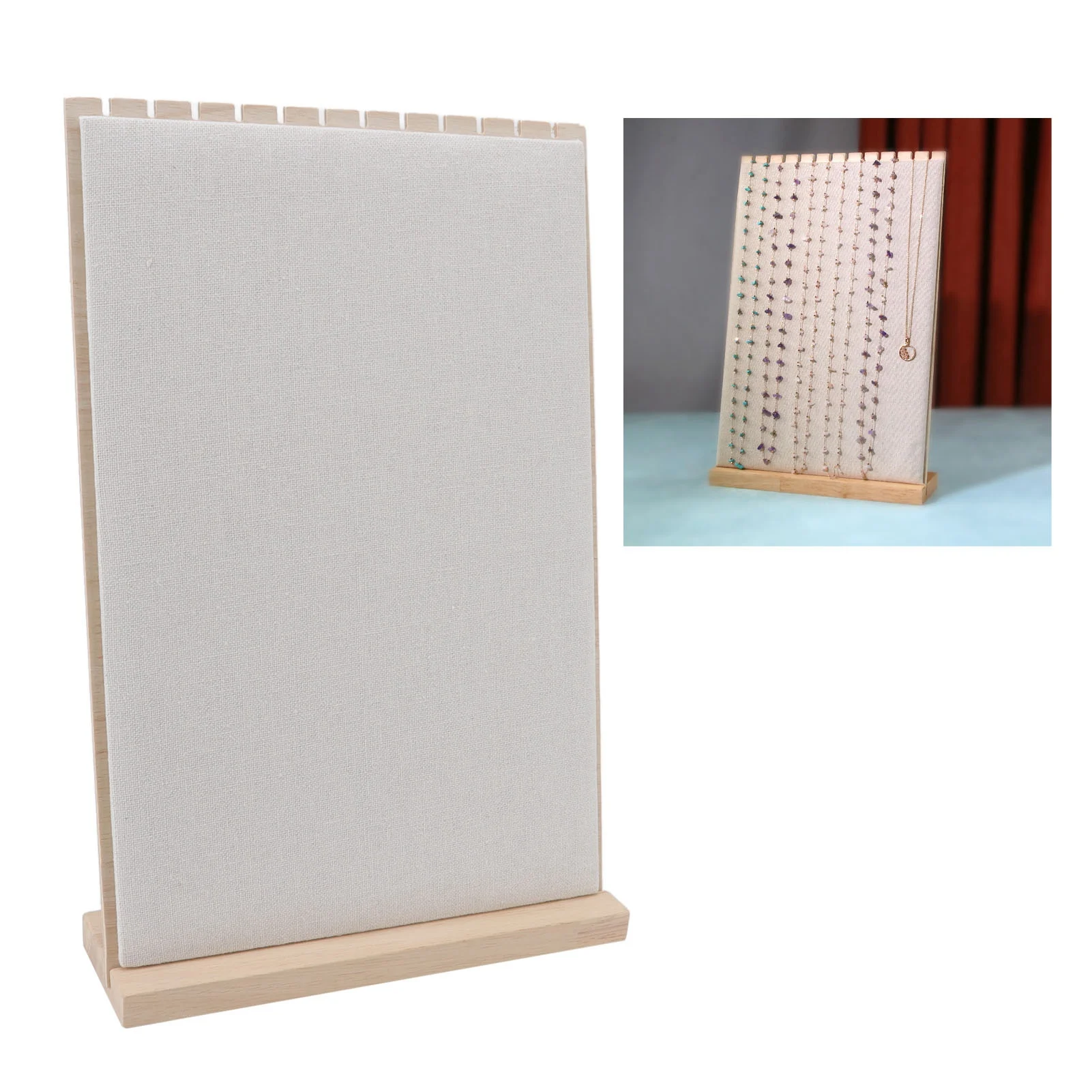 

Necklace Rack Wooden Jewelry Display Stand 12 Slots Detachable Orderly Storage Wooden Frame Necklace Rack for Home Jewelry Shop