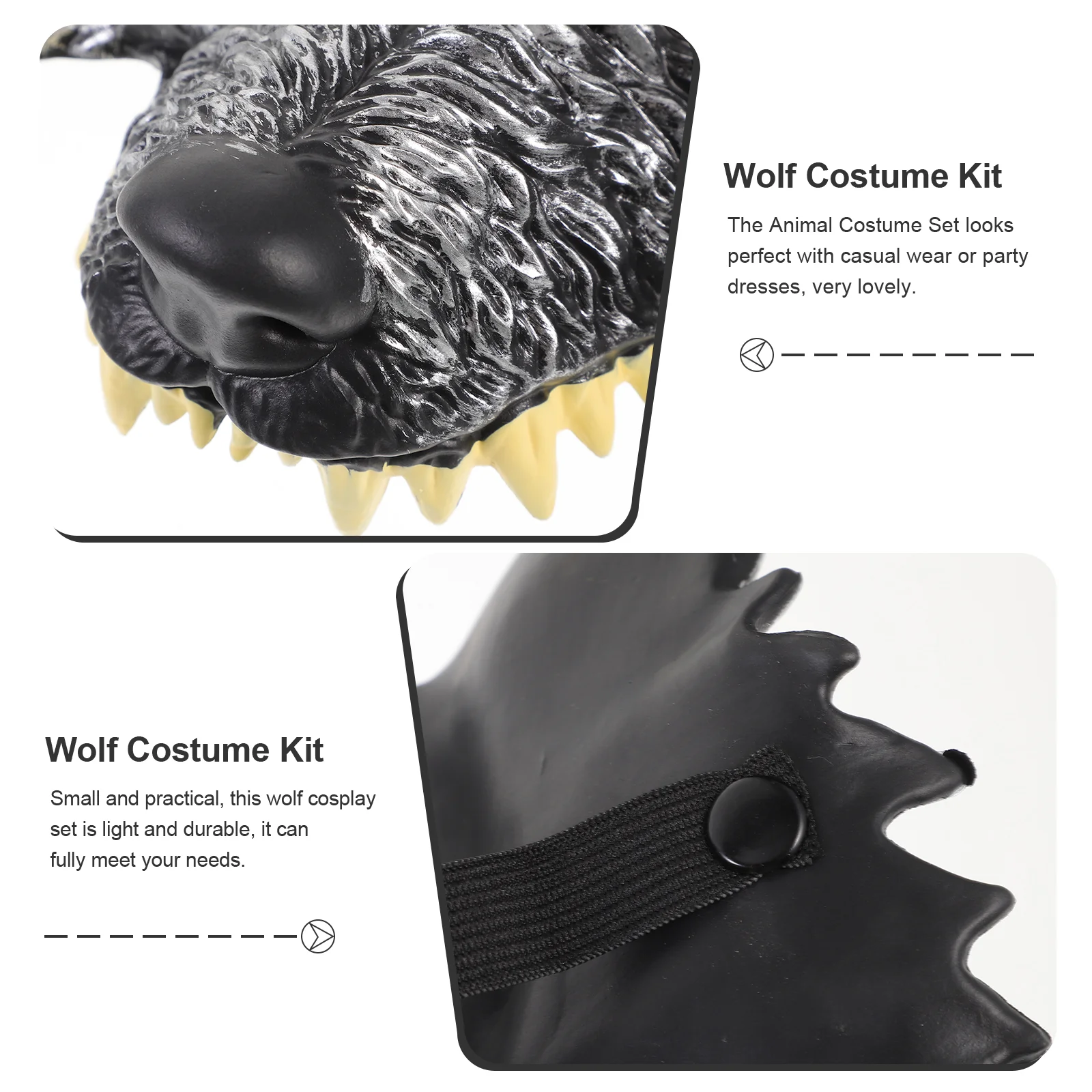 Accessoires de maquillage d'animaux de costume de loup, fournitures de cosplay, photo, masque décoratif, Luo Shui Mao