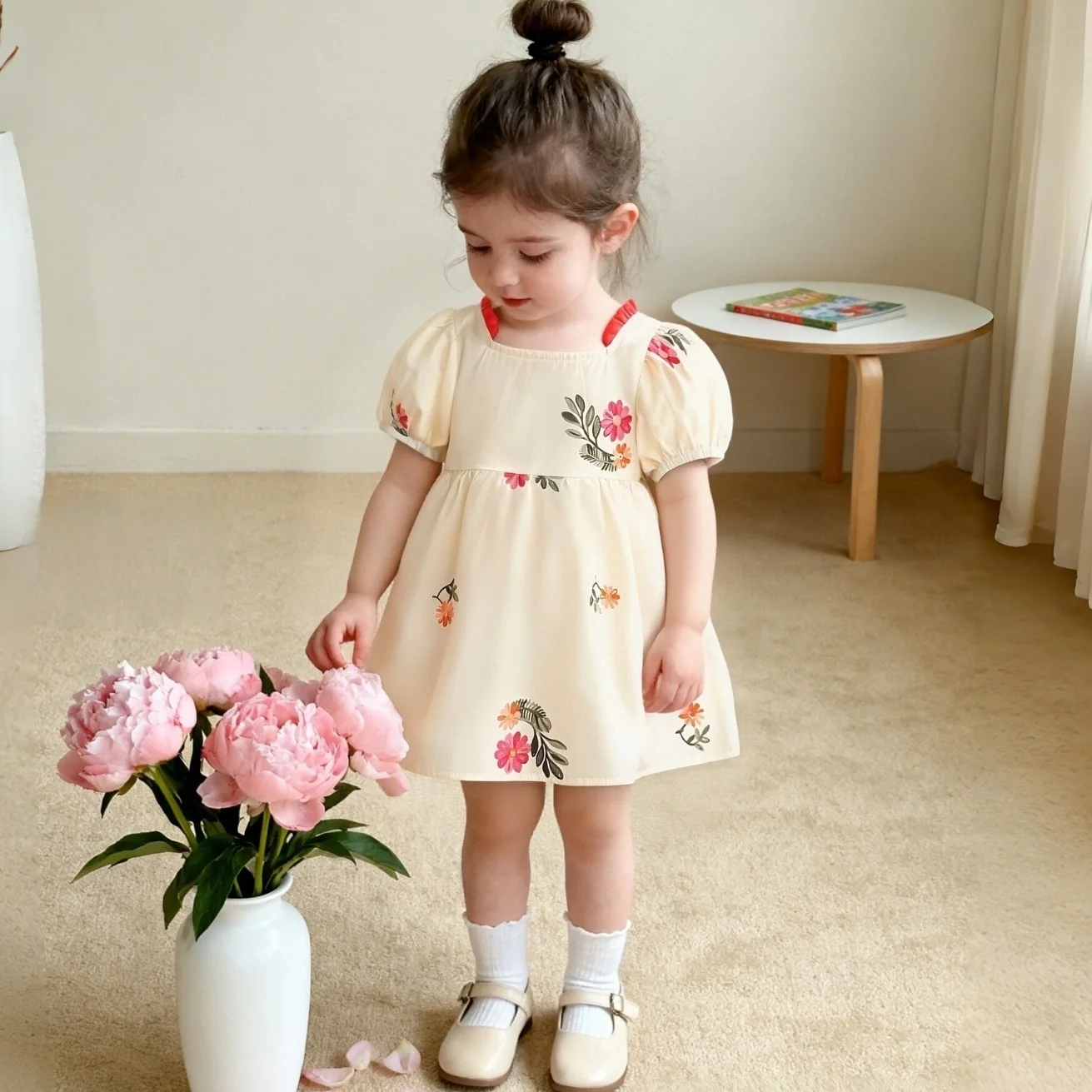 

Новое летнее платье для девочек, удобное и мягкое, подходит для повседневной носки для детей от 9 месяцев до 3 лет.