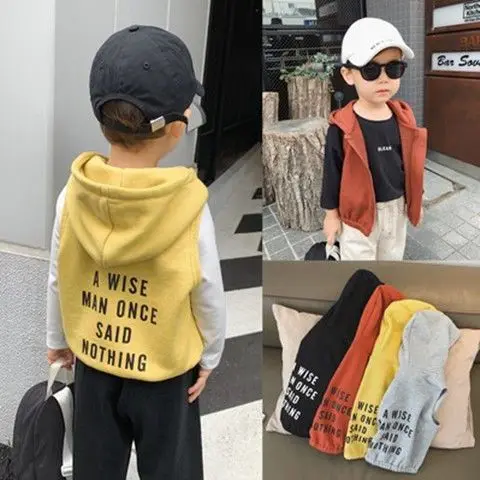 

Clothes for Babies Hooded Vest Jacket Cardigan Spring and Autumn Children's Clothing Baby Outerwear Top