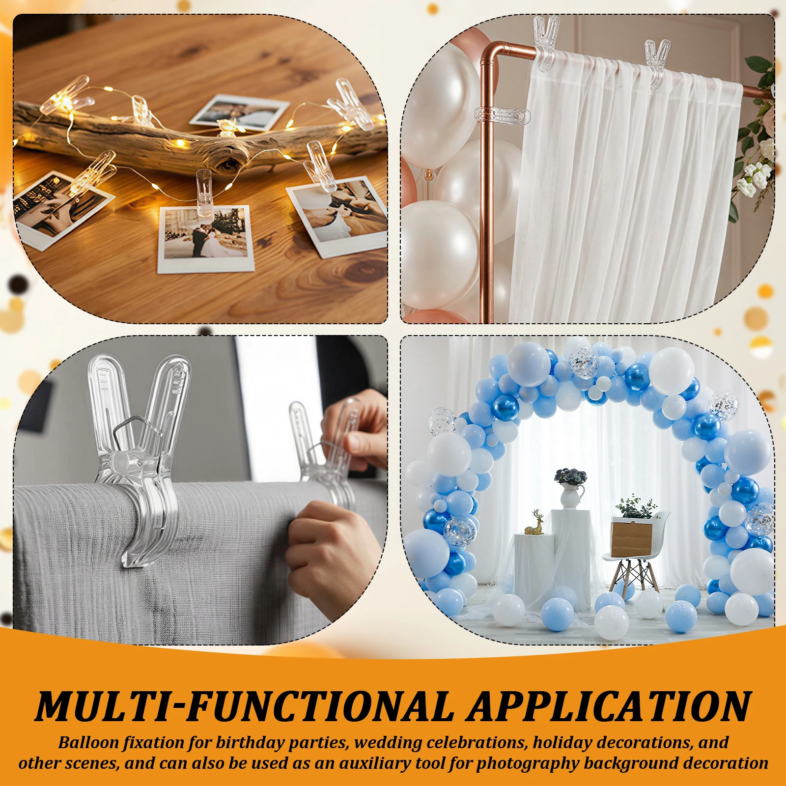5/20Pc Non-slip Balloon Arch Clip Transparent Plastic Multipurpose Spring Clamp Durable Windproof Clips Balloon Photography Deco image 2