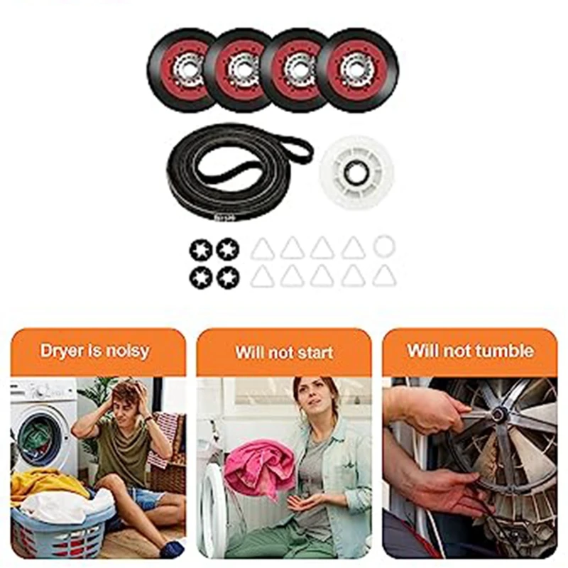 Kit de manutenção do kit de reparação do secador, rolo de suporte, secador 4392067, 27 Polegada, WPW10314173 tambor, 661570V, 279640 Idler