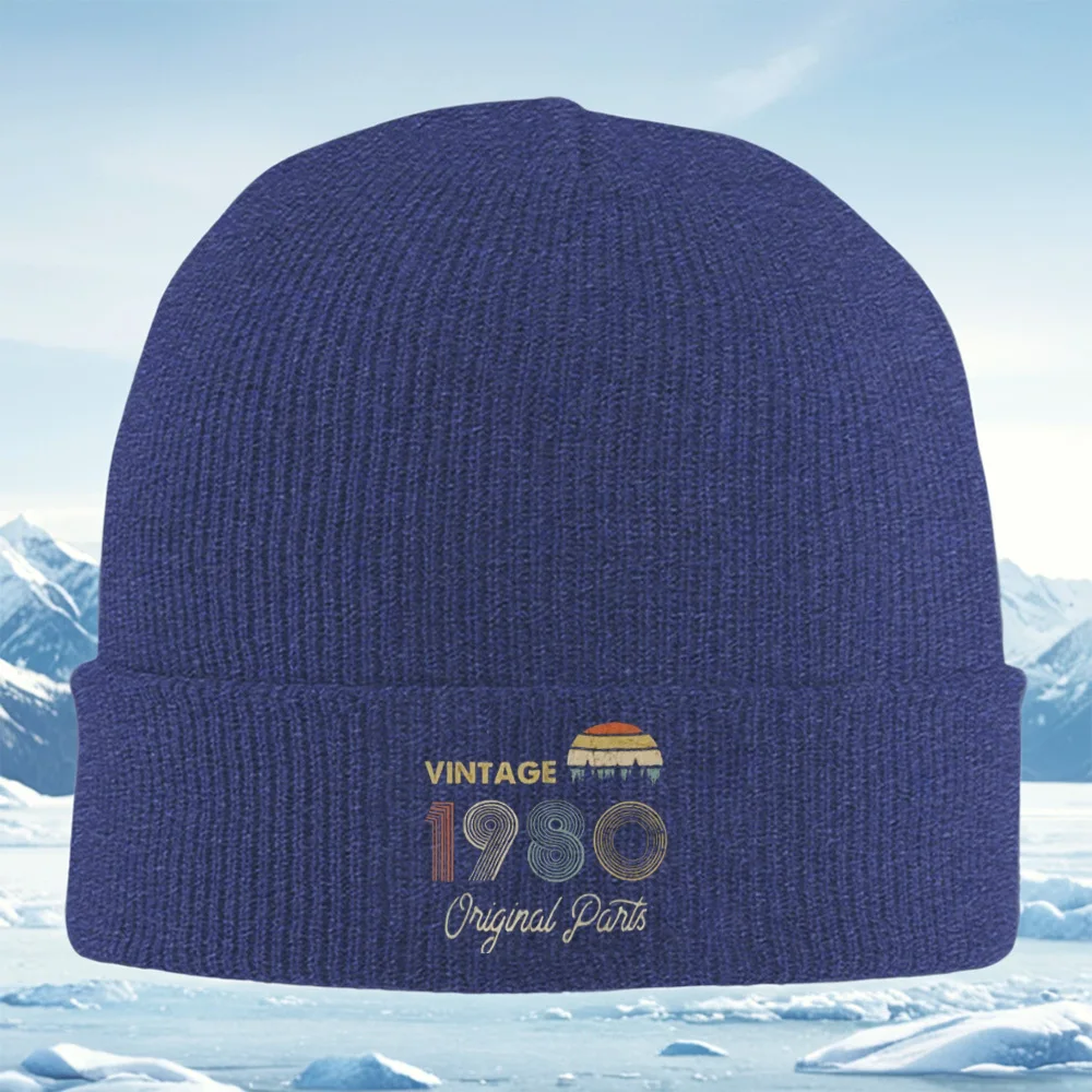 خمر 1980 الأجزاء الأصلية الرجعية تصميم الرجال النساء للجنسين محبوك قبعة قبعة صوفية قبعة الشتاء الحرارية الدافئة عيد الميلاد في الهواء الطلق