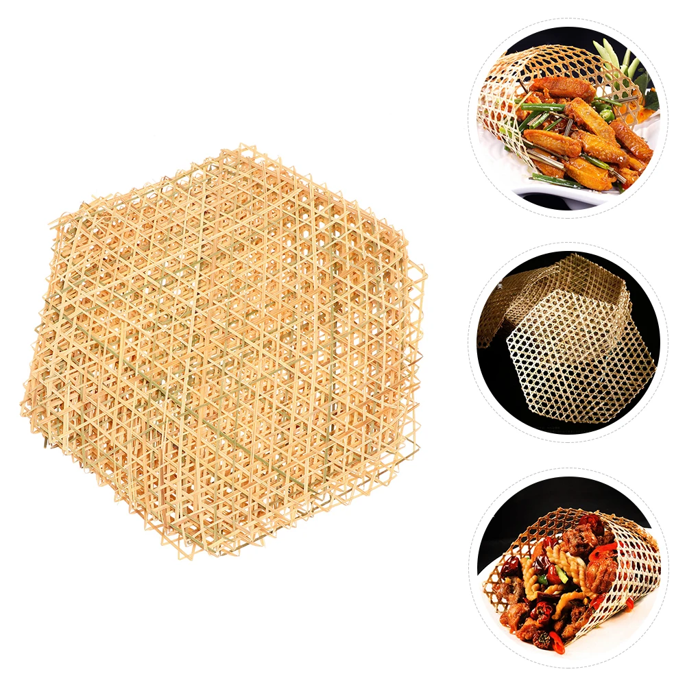 

12pcs Bamboo Woven Mats For Fried Food Heat Resistant Handmade Mesh Mats Decorative Plate Mat Cooking Steamer Liner Gift Idea