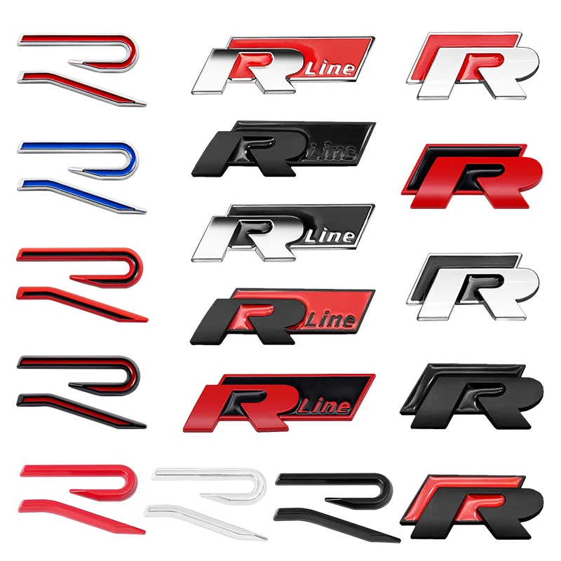 R logo Emblem Car Metal Body Tail Trunk Sticker Accessories For Volkswagen Tiguan Bora POLO PASSAT CC Touran GOLF Jetta Arteon