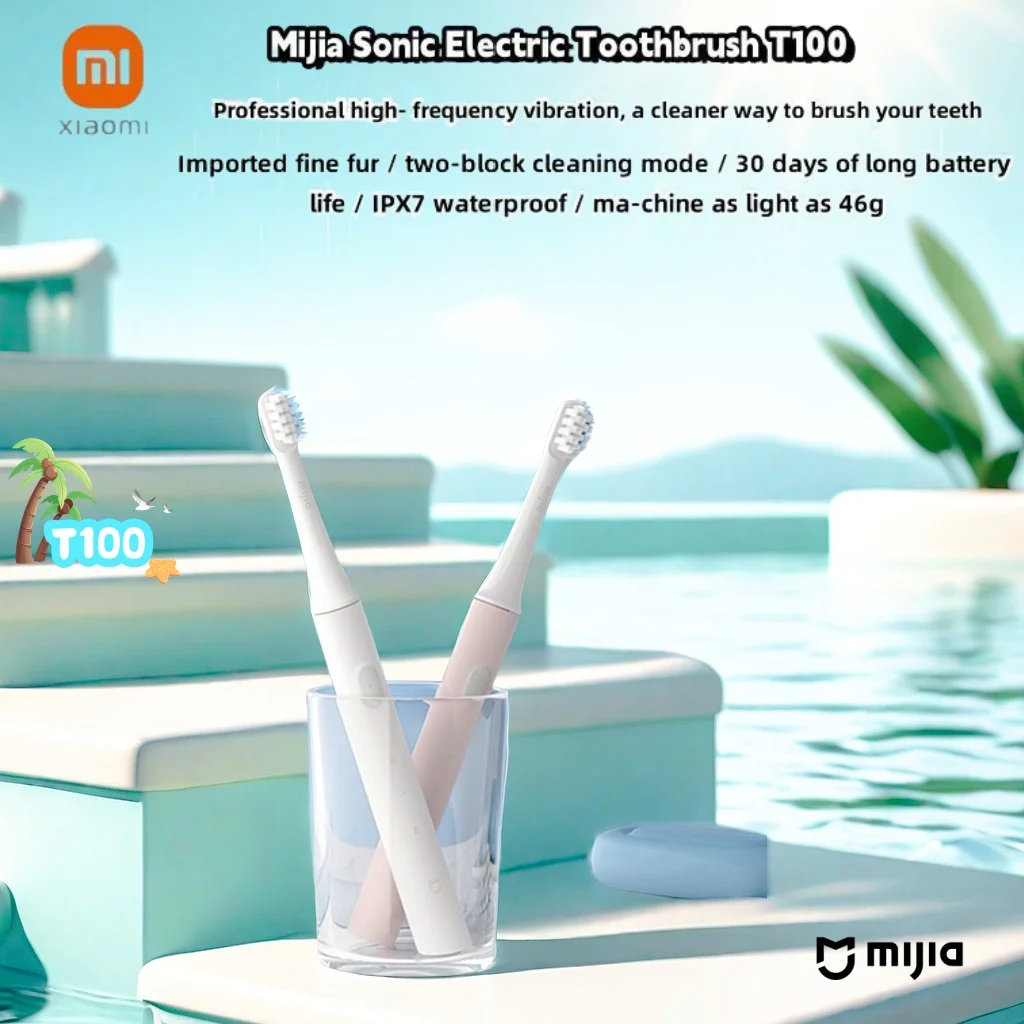 

XIAOMI Mijia T100 Sonic Electric Toothbrush Mi Smart Waterproof Tooth Head Brush IPX7 Rechargeable USB for Teeth Brush Whitening