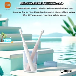 XIAOMI-Mijia T100 Escova de Dentes Elétrica Sônica Mi Smart Escova de Dente Impermeável IPX7 USB Recarregável para Escova de Branqueamento dos Dentes