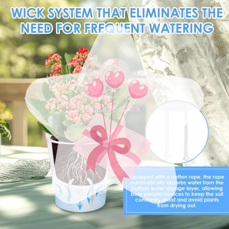 Self Watering Planter Self-Absorbent Hydroponic Flower Pot Breathable Design for Indoor Outdoor Balcony Succulents Flowers
