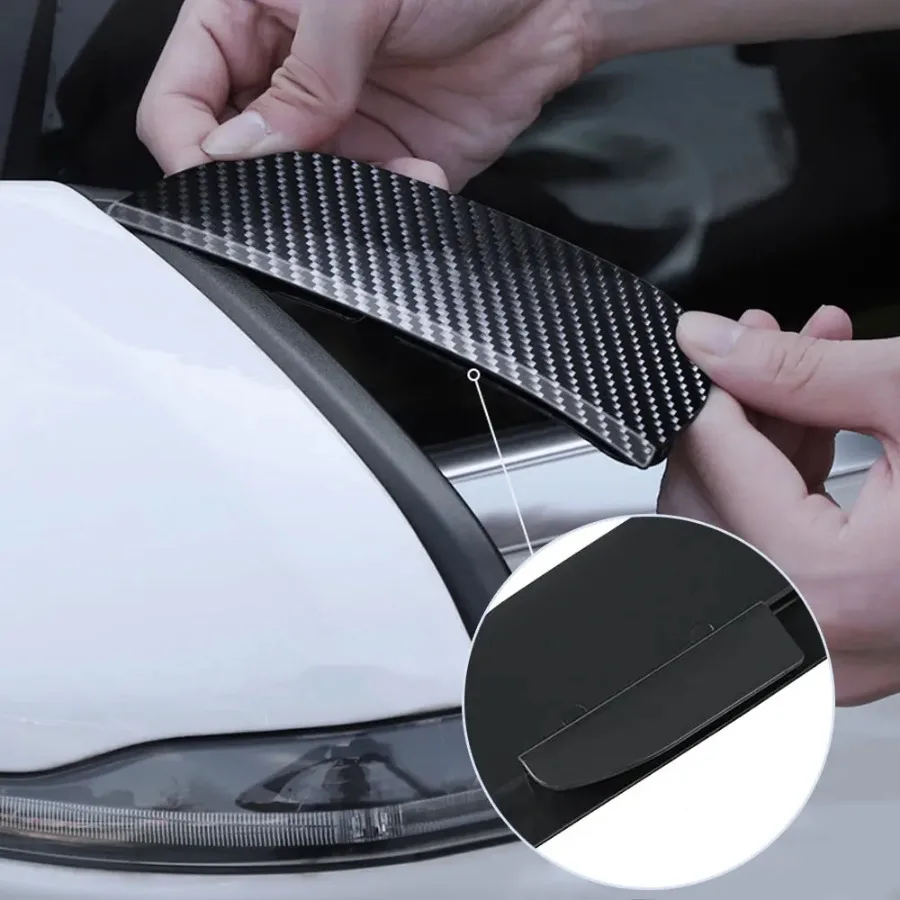 2Pcs Carbon Fiber Car Clip-on Side Snow Sun Visor Rain Cover Car Rearview Mirror Rain Eyebrow Visor Car Auto Mirror Accessories