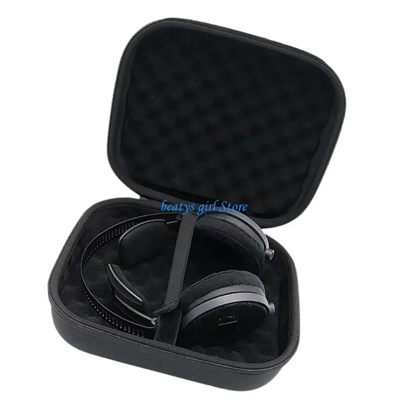 C7AB Travel Headphone Travel Case Organiser Bag for ATH-R70X Shock Absorbing EVA Shell Soft Interior Detail Black
