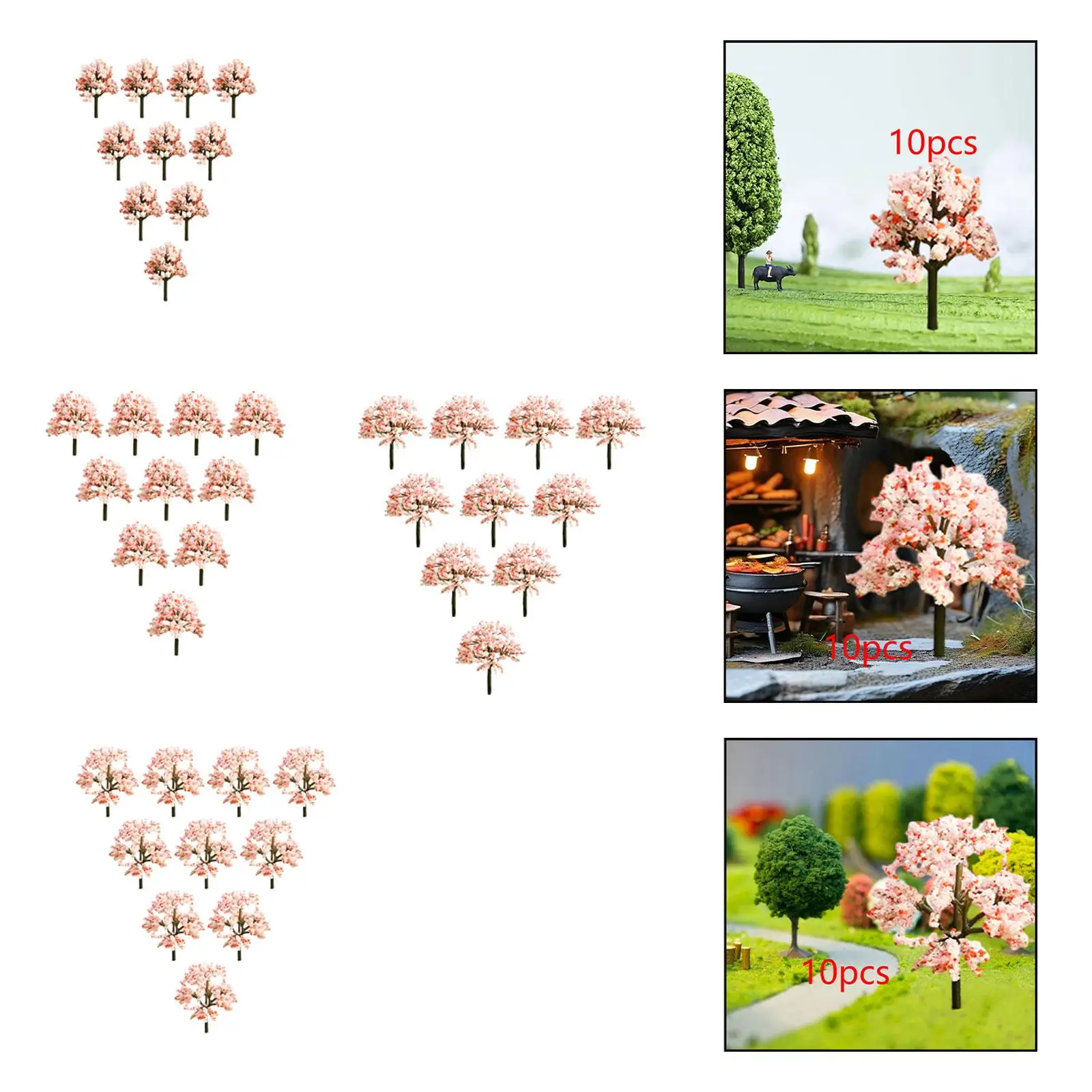 

10x Miniature Tree Models Layout Building Decor Diorama Simulated Fake Trees