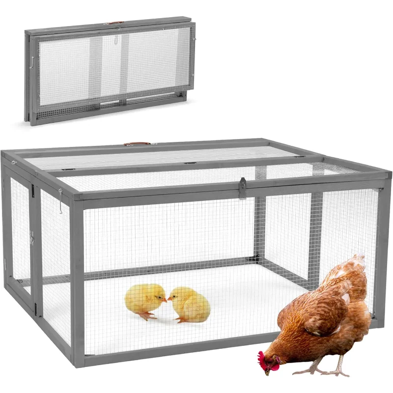

COZIWOW Portable Chicken Coop with UV-Proof Panel, 4X Garden Stakes, Wooden Rabbit Hutch, Chicken Brooder Indoor