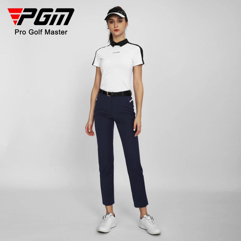 PGM Golf Straight Leg Pants for Women, Laser Perforated, Sports Fabric, Stretch, Comfortable Golf Wear, KUZ150