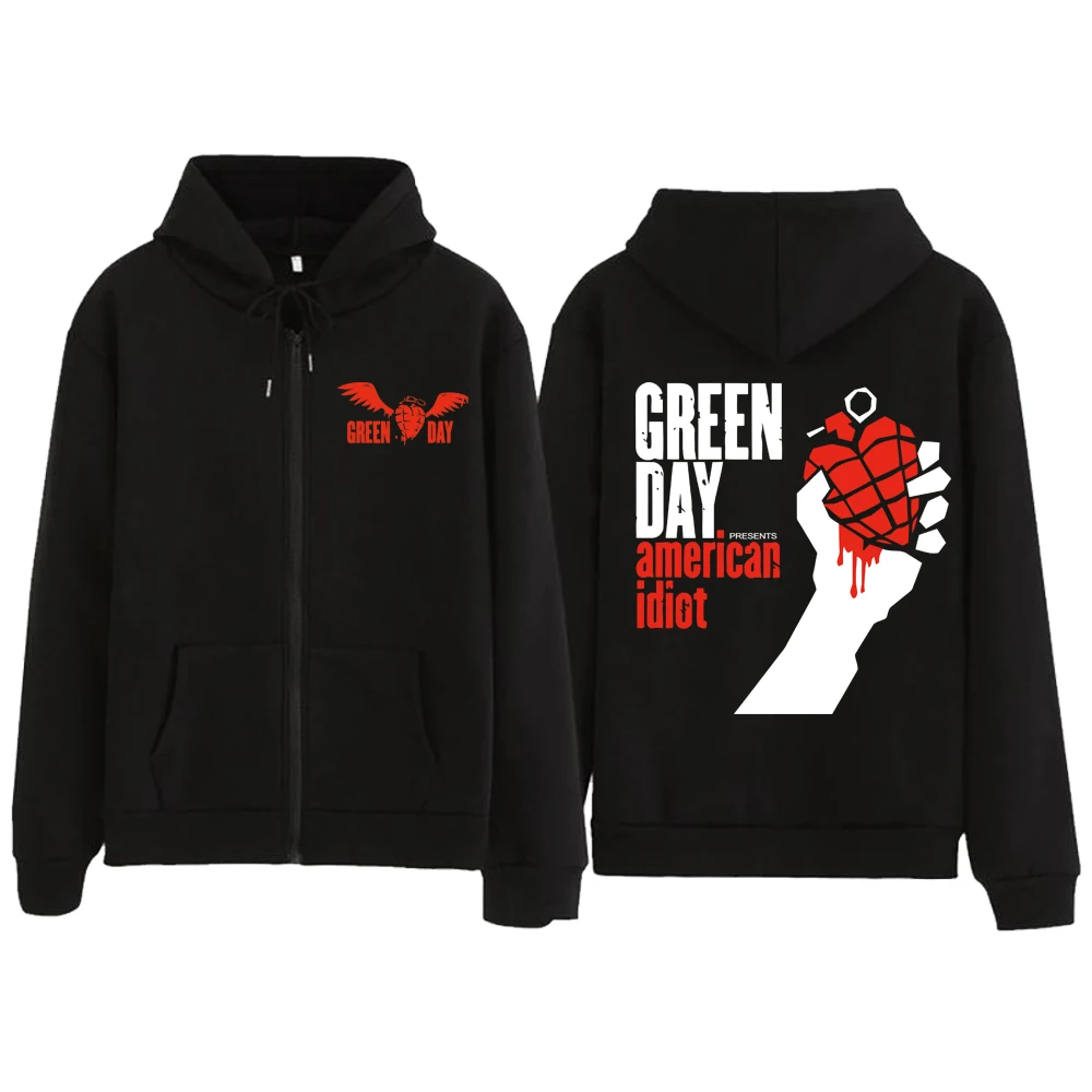 Hot Green Day Saviors Band 2024 Tour Zipper Hoodie Harajuku Hip Hop Pullover Tops