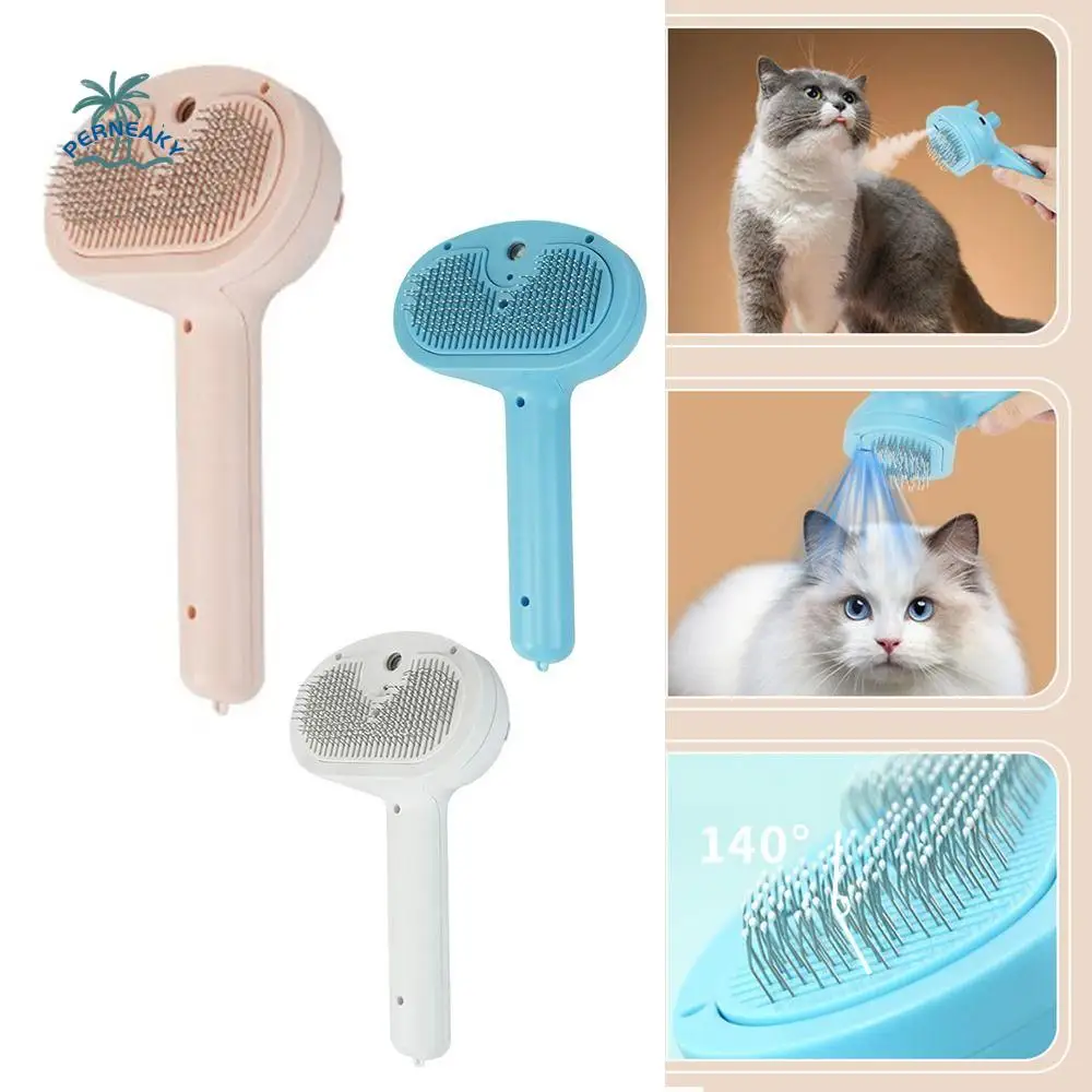 

Self Cleaning Pet Hair Spray Comb Anti-splashing Release Button Cat Grooming Brush Colorful Rechargeable Pet Hair Removal Brush