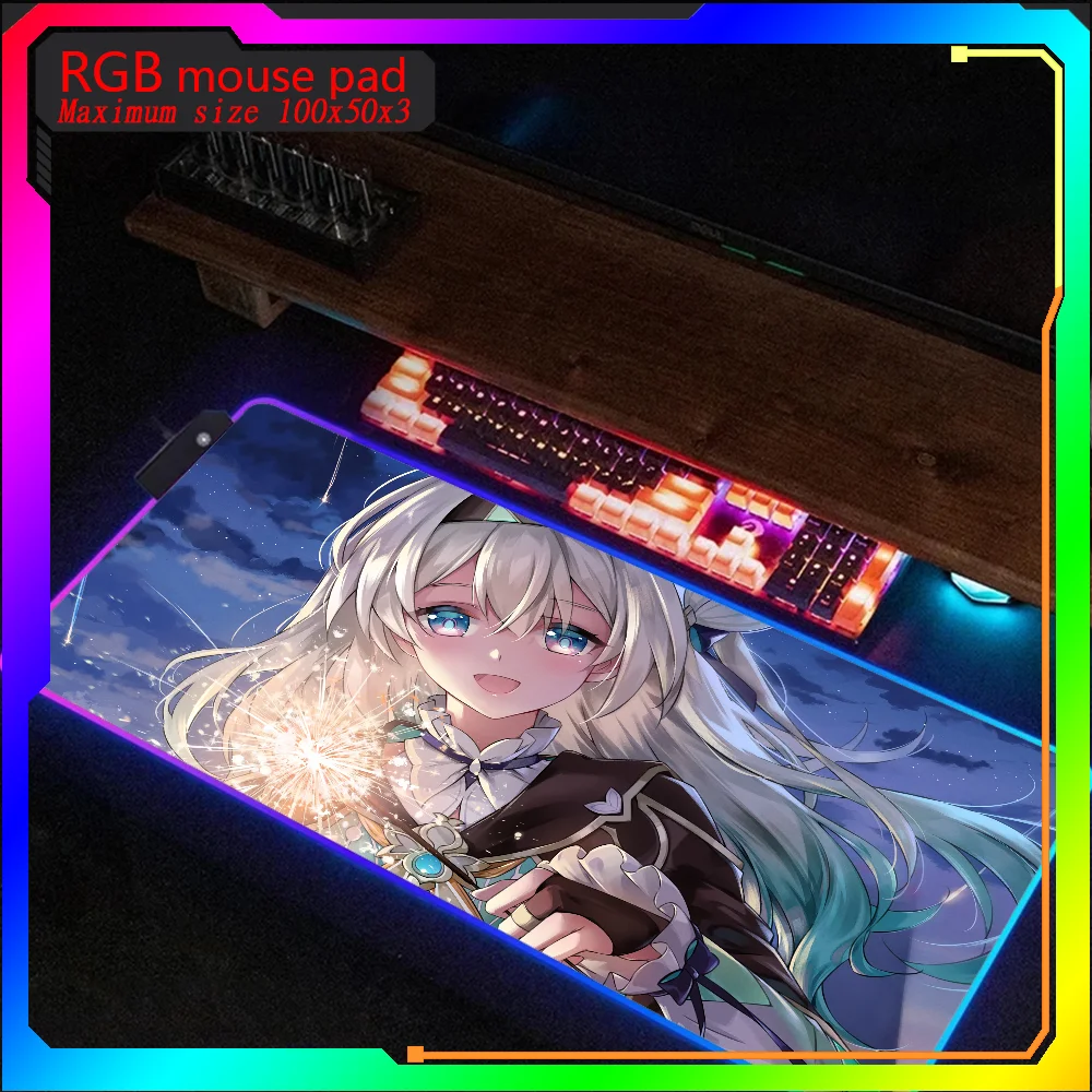 

Hot selling items Honkai Star Rail Firefly Rgb Mouse Pad Xxl Steelseries Laptop Mat Gaming Backlit Keyboard Deskpad Mause pad