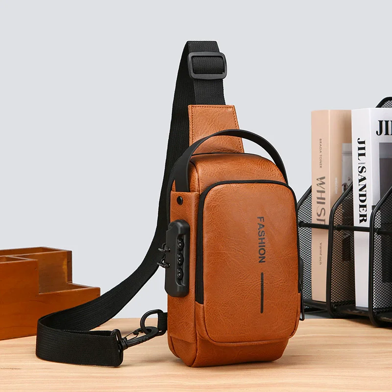 

Men's Multifunction Anti-theft USB Chest Bag Sling Shoulder Bag Password Lock Crossbody Bag Suitable for Cycling Small Backpack