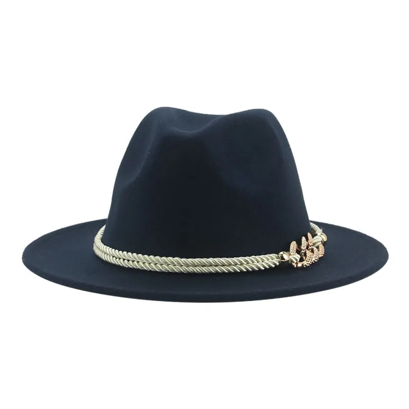 

Acrylic Chain Wide Brim Beige Felt Hat British Multi-color Fashion Bowler Hat For Women