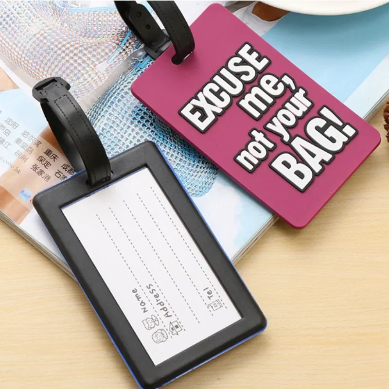 PVC Luggage Tag Letters Name Address ID Holder Tag Handbag Suitcase Cartoon Portable Travel Label Baggage Boarding Tag