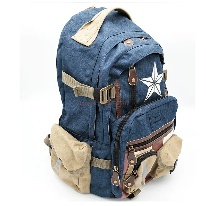 New Marvel Captain America backpack Avengers anime peripheral backpack Shoulder travel backpack Large capacity boy backpack