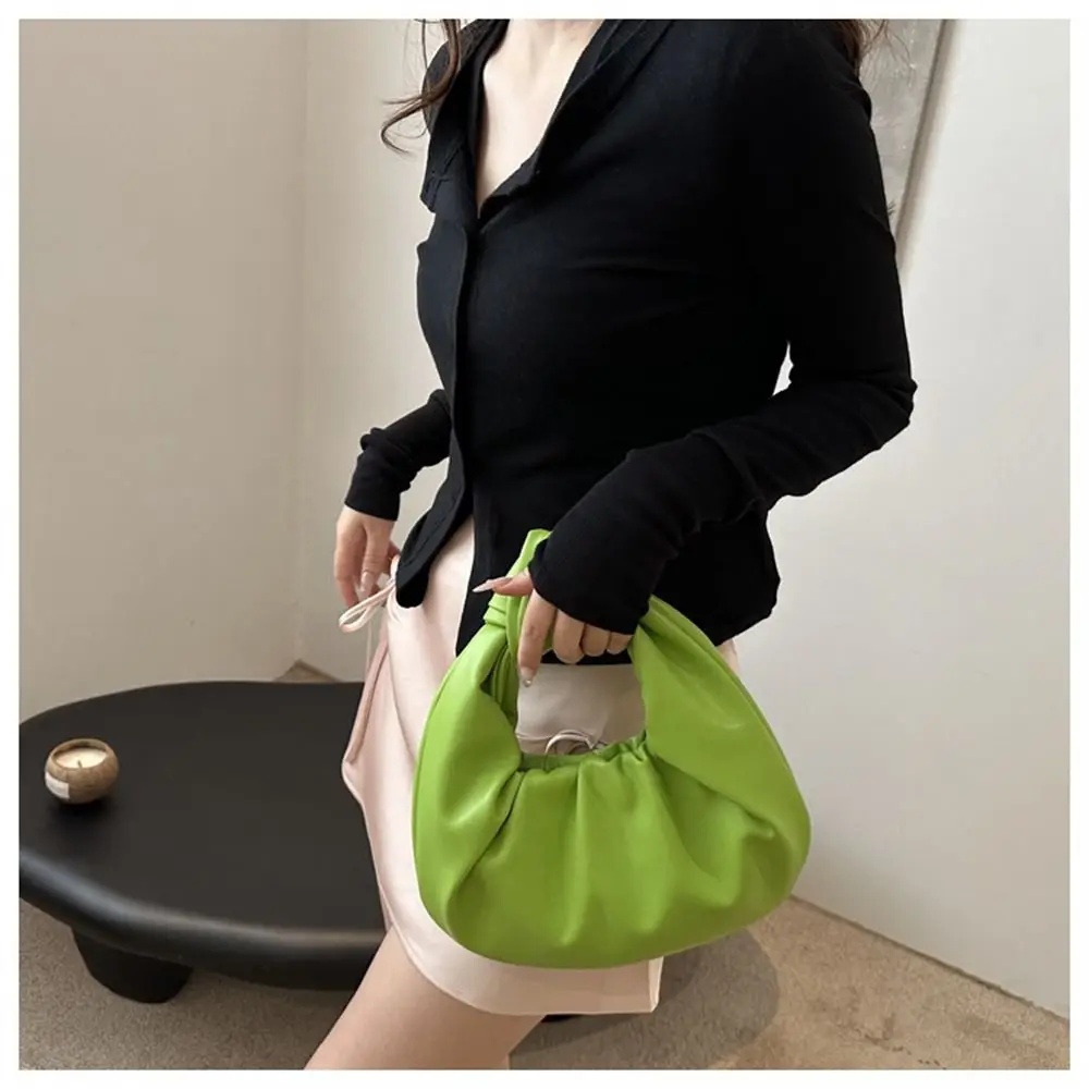 Fashion PU Leather Shoulder Bags Lightweight Solid Color Totes Large Capacity Handbags for Women Girls - view 2