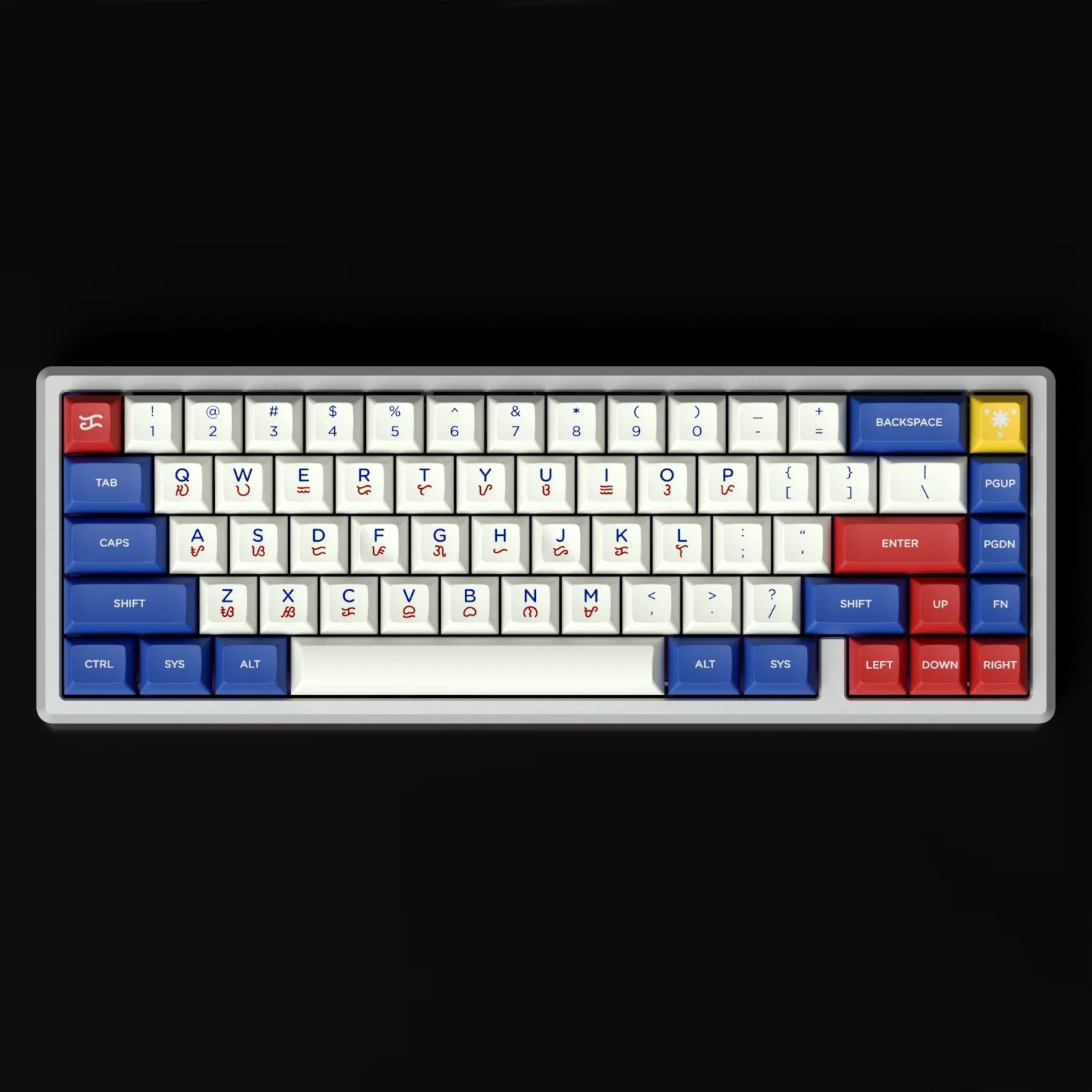 KAT highly written blue and white custom, sublimation keycaps 68 87 104