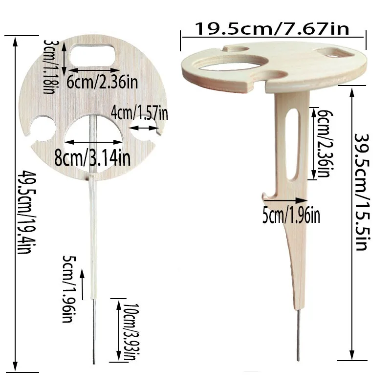 Outdoor Wine Table Portable Picnic Table Wine Glass Rack Collapsible Table image 3