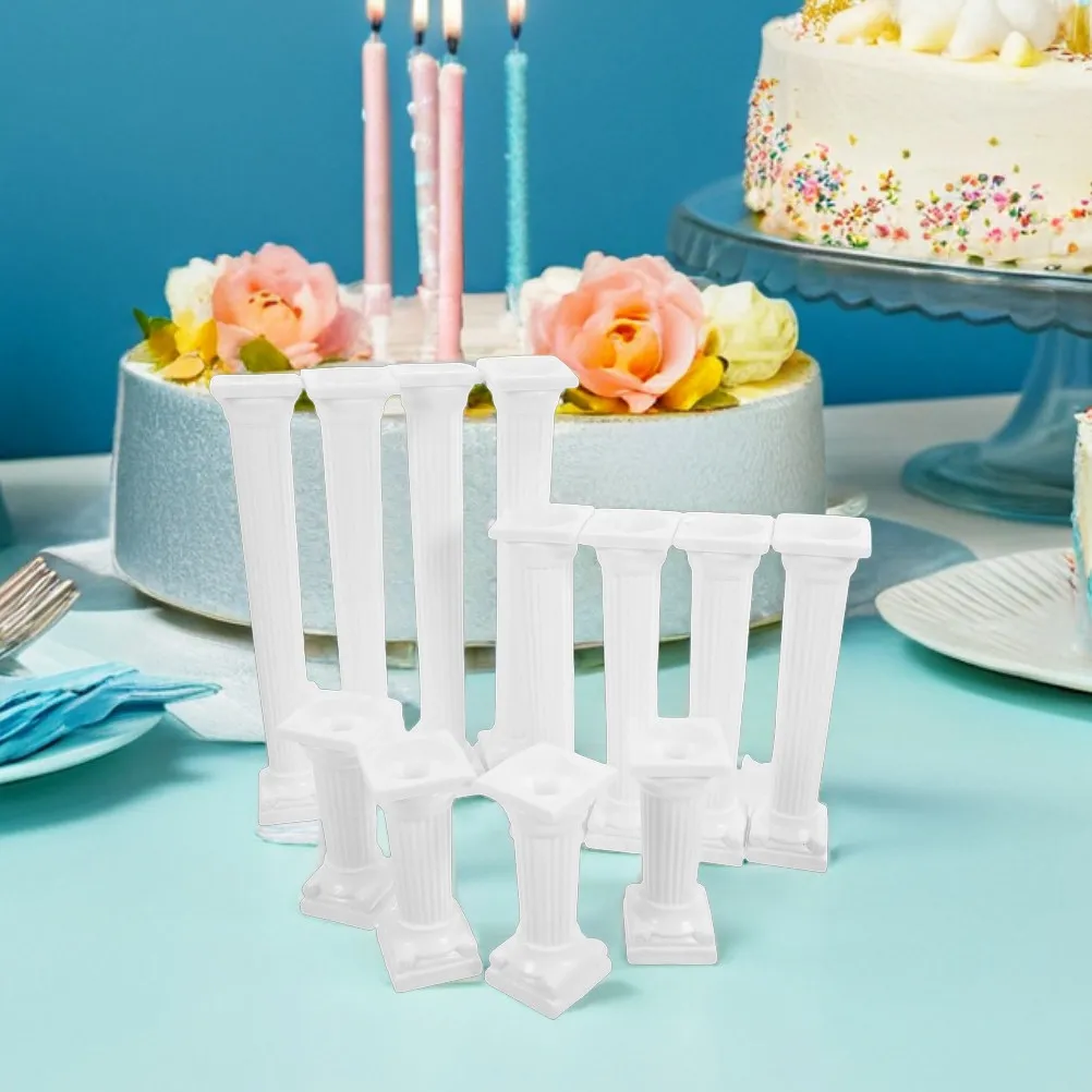 24pcs Roman Column Pillars Wedding Support Tool Tiered Stand White Lightweight Plastic Stands For Bridal Showers Tea Parties