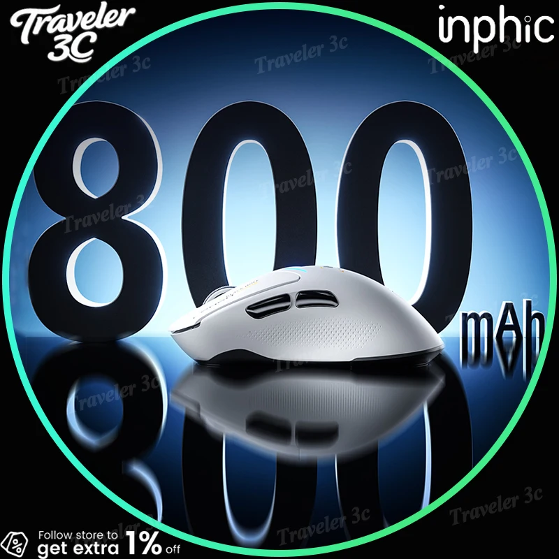 

НОВАЯ трехрежимная беспроводная игровая мышь INPHIC IN10R PAW3395, беспроводная, 8000 Гц, скорость опрокидывания, легкие игровые мыши, эргономичная, правая