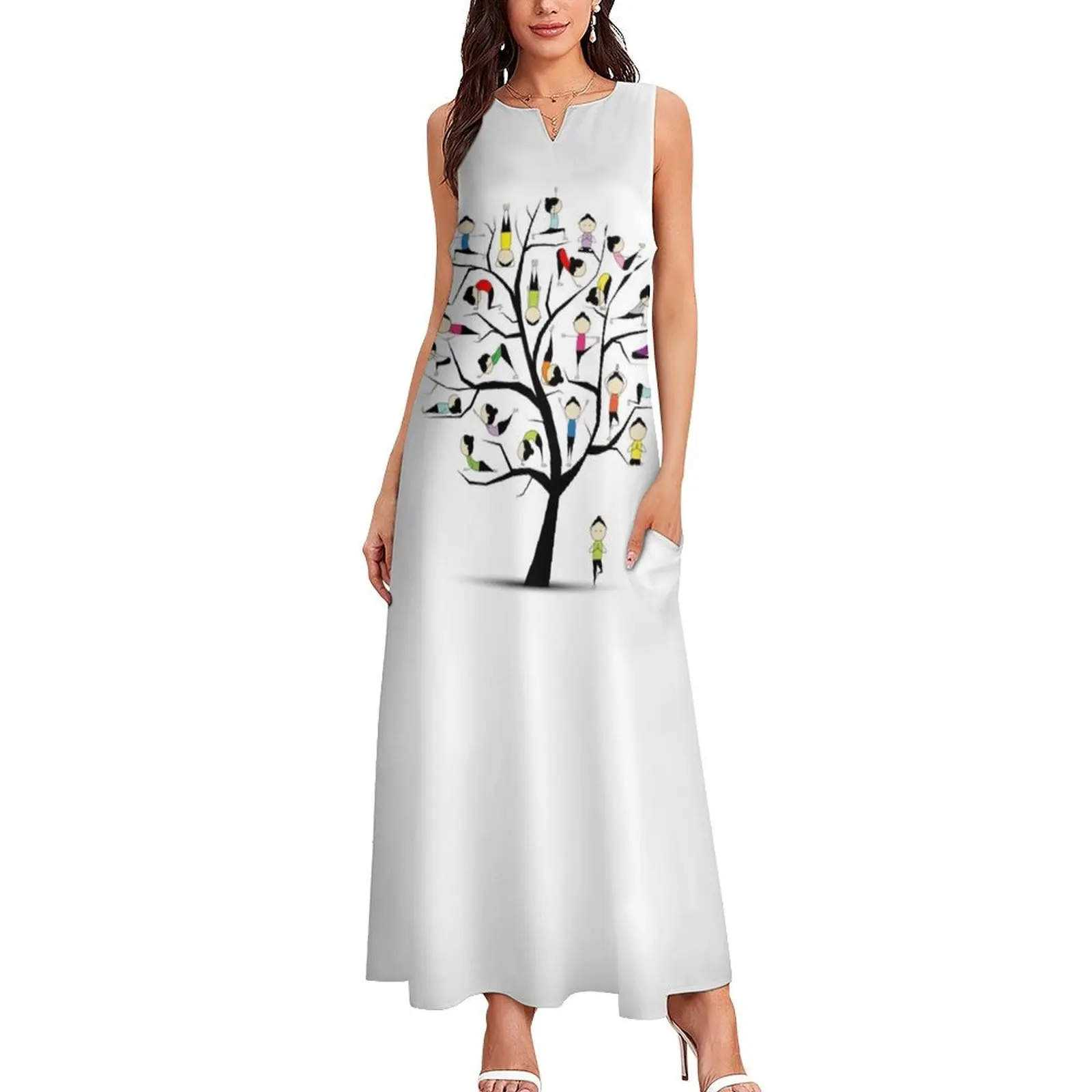 Yoga practice, art tree concept. Asana set for yoga lover Long Dress summer women's suit summer dress daily