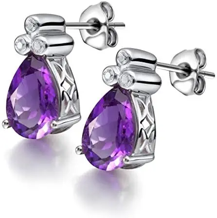 

LSLYTQ Fashion Boutique Natural Amethyst Hypoallergenic Earrings Temperament Transparent Drop Earrings