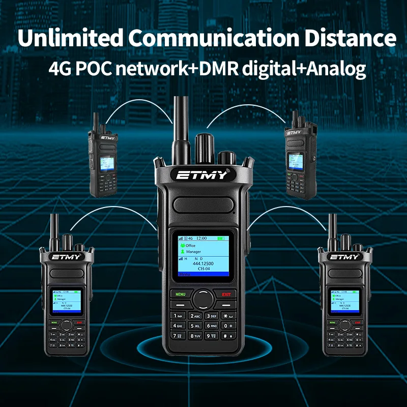 Banda de señal DMR + POC VHF UHF tarjeta Sim Radio Etmy marca ET-C58D 5W Mini repetidor DMR Walkie Talkie analógico