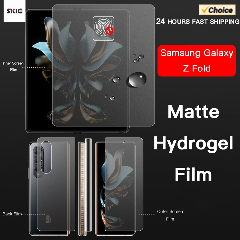 Matte Hydrogel-weiche TPU-Folie für Samsung Galaxy Z Fold 5, 4, 3, 2, 5G, interner innerer äußerer Scharnieraufkleber, Ganzkörper-Displayschutz