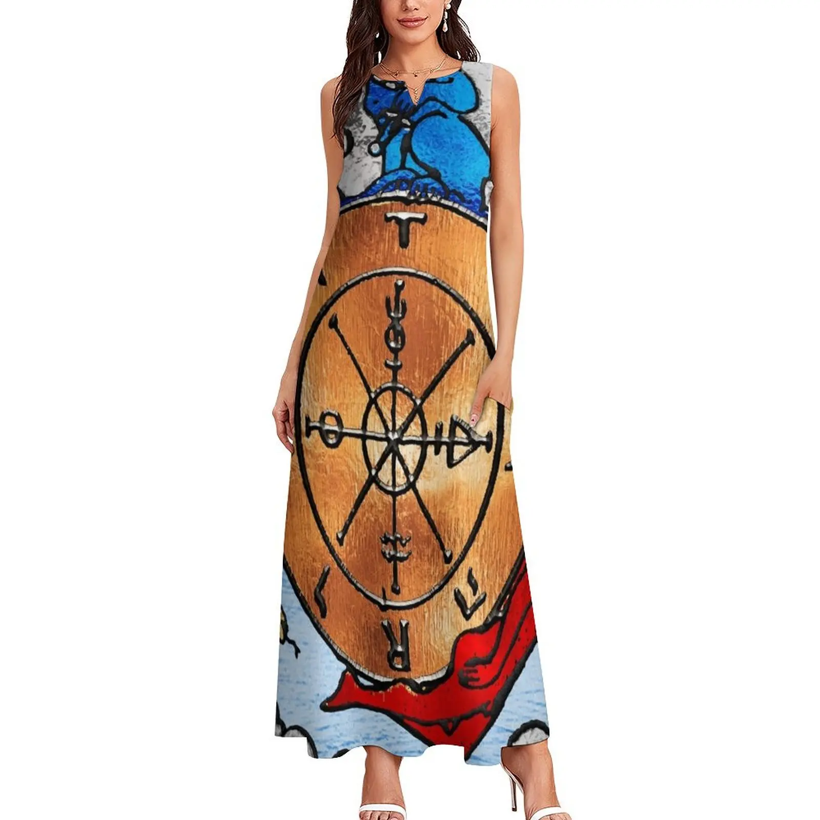 Tarot Gold Edition - Major Arcana: W-h-e-e-l of Fortune Card Long Dress summer woman dress 2025 dresses for prom