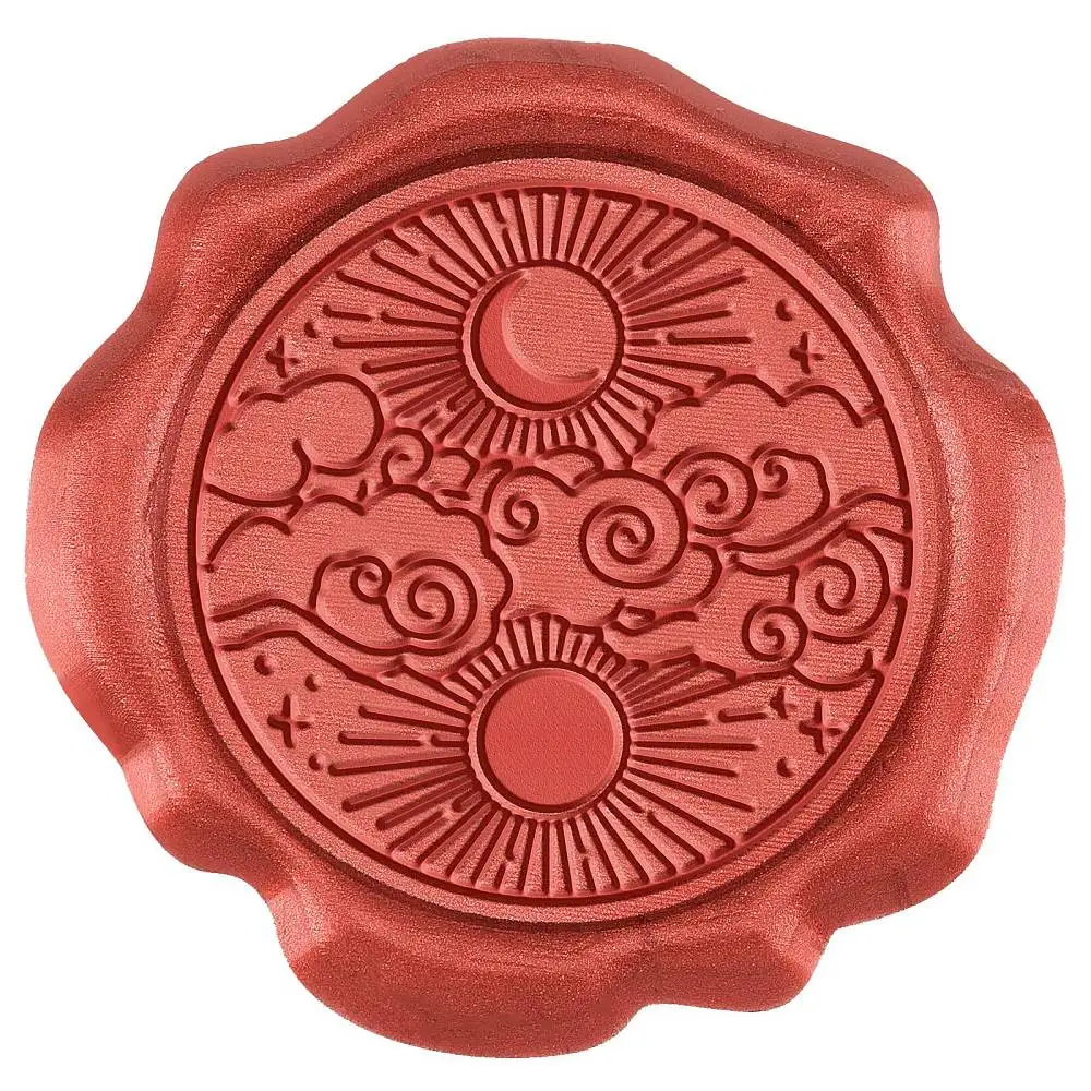 

50pcs Red Wax Seal Stickers Sun Self Adhesive Wax Seal Stamp Stickers Clouds Envelope Wax Stickers for Wedding Invitation