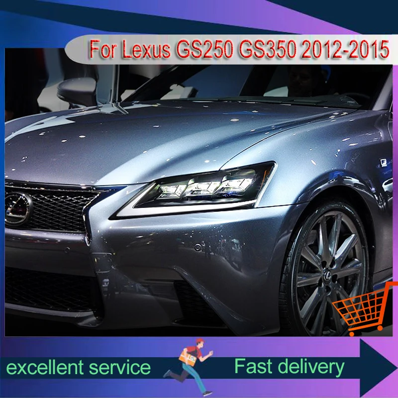 Car Styling for Lexus Headlights GS250 GS350 2012 2013 2014 2015 Upgrade Full LED DRL Projector 3 Lens Turn Signal Accessories
